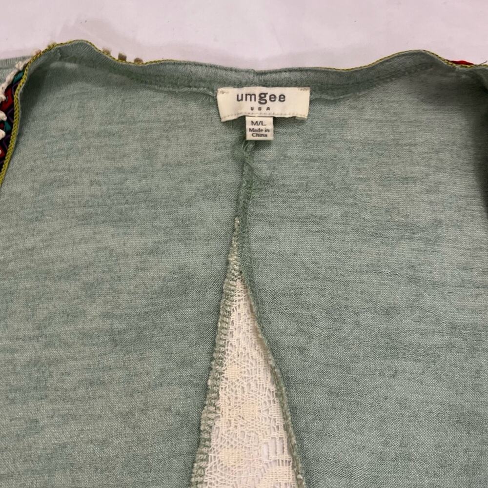 Umgee Soft Open Front Cardigan Shawl Coverall Bohemian Feminine Eyelet Size M/L - Picture 8 of 9